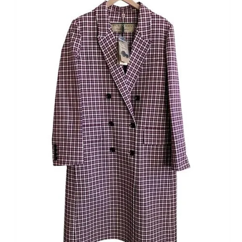 BURBERRY $3,490 NWT Authentic Double-Breasted White Purple Plaid Trench Coat 10 - Picture 3 of 16